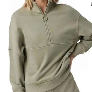 Vuori Sedona rib half zip crew - Ecru